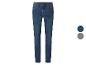 Blauwe straight-fit jeans met stiksels, met kleuropties grijs en donkerblauw.