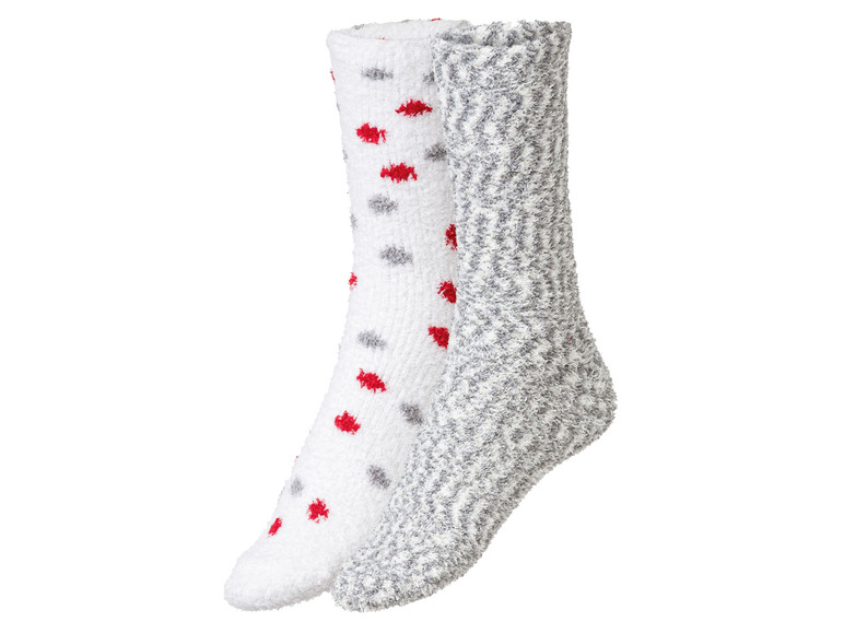 Twee paar zachte sokken met stippen en grijze print