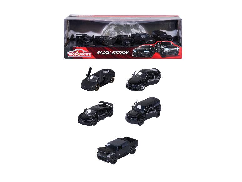 Majorette Black Edition set met zwarte speelgoedauto's en displaydoos