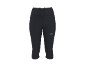 Zwarte dames sportcapri legging met discreet logo op de dij.