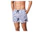 Sansibar badshorts in blauw-witte strepen.