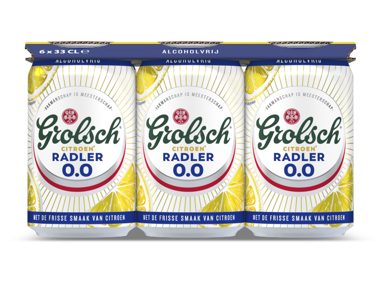 Sixpack alcoholvrij citroen radler bier in blik.