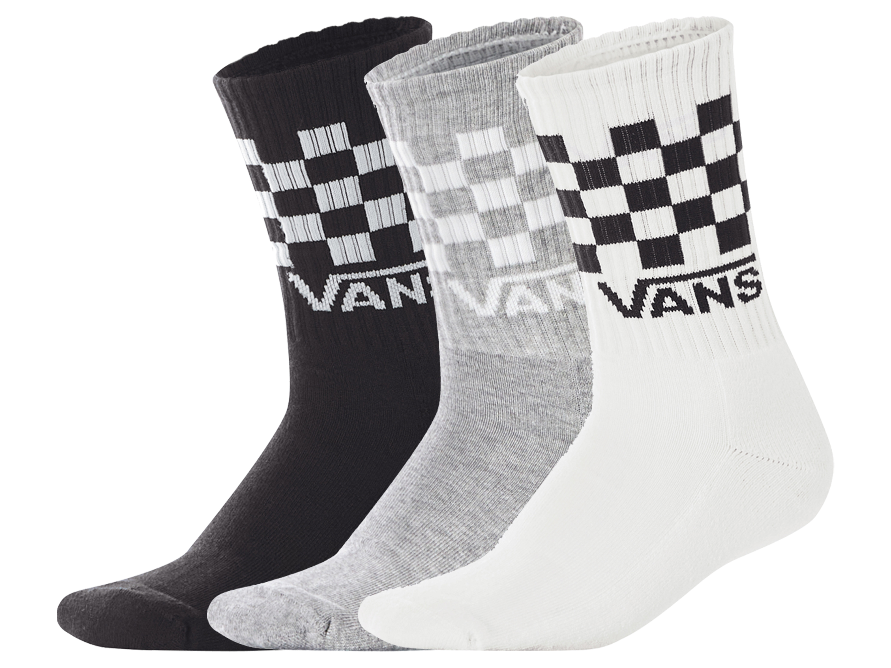 VANS 3 Paar Classic Crew sokken (Wit/zwart/grijs, 35-38) afbeelding