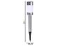 Zilverkleurige solar tuinlamp met witte kap, 40 cm hoog en 6,2 cm in diameter.