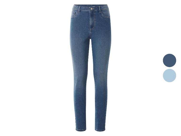 Blauwe damesjeans met twee kleuropties.