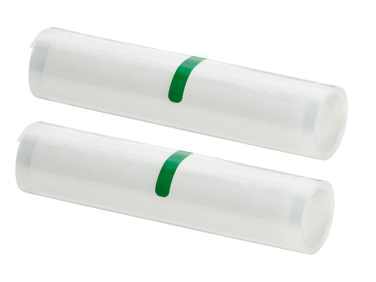 Twee rollen vacuümzakken voor voedsel.