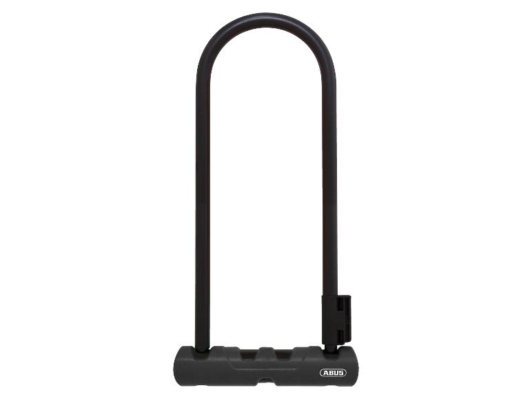 Zwart U-slot voor fiets met rubberen hoes.
