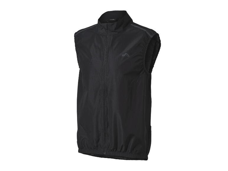 Zwart heren hardloopvest met hoge kraag en rits.