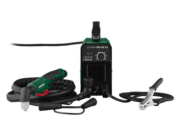 Een Parkside PPS 40 C3 plasma snijder met toebehoren.