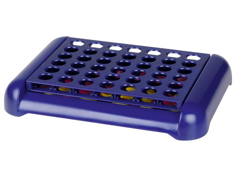 Connect 4 spel met blauw rooster en rode en gele schijven