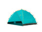 Een turquoise Grand Canyon tent met gele stokken.