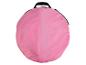 Roze ronde tas met rits en zwarte draagriem