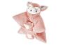 Roze babydeken met pluche vossenhoofd en oren.