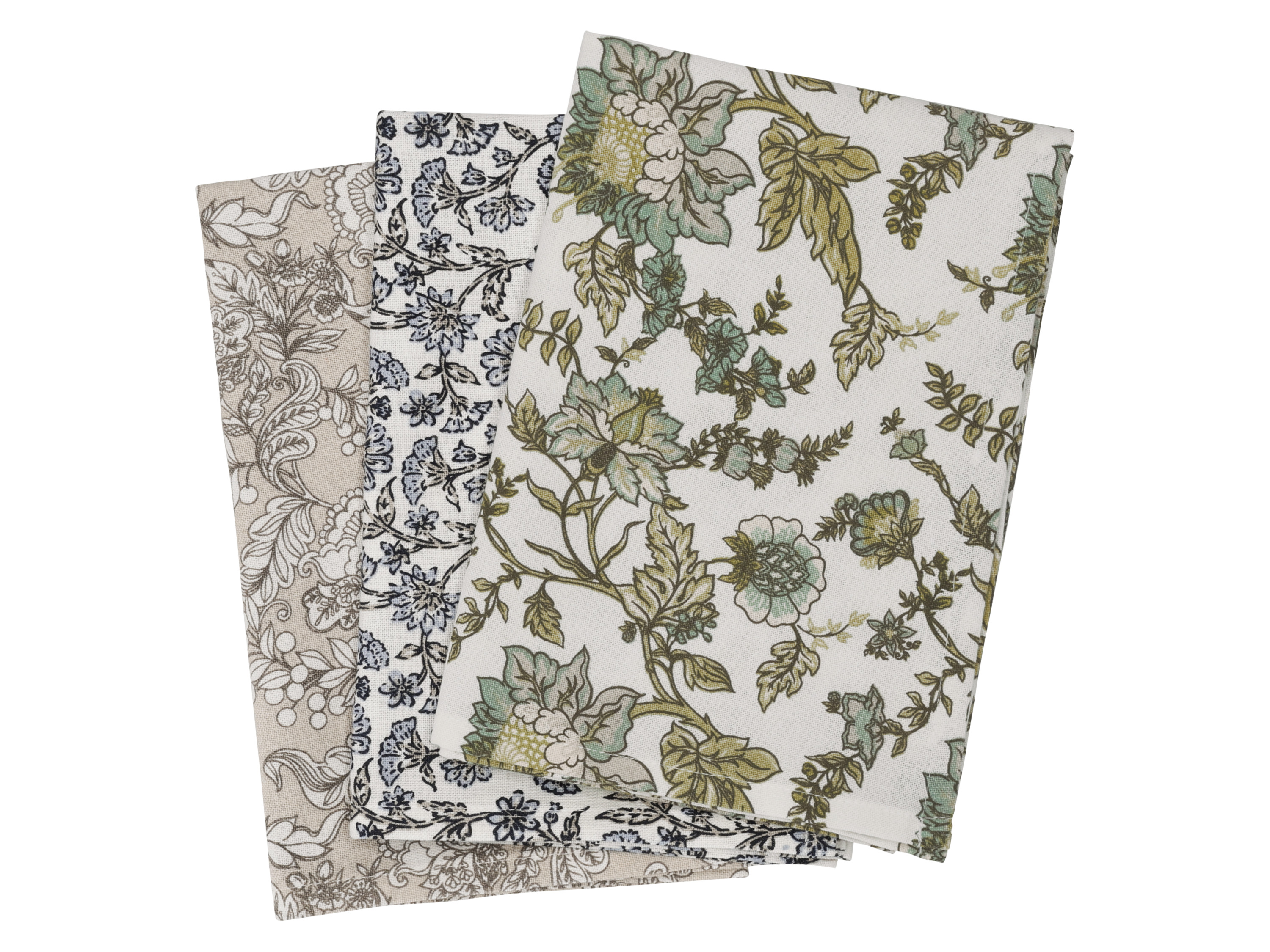 LIVARNO Theedoeken of servetten (Bloemen/groen/blauw/beige)