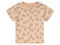 Beige baby T-shirt met een patroon van beren en 'Bear Hugs'.