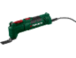 Groen oscillerend multifunctioneel gereedschap met een rode schakelaar en een zwart netsnoer.