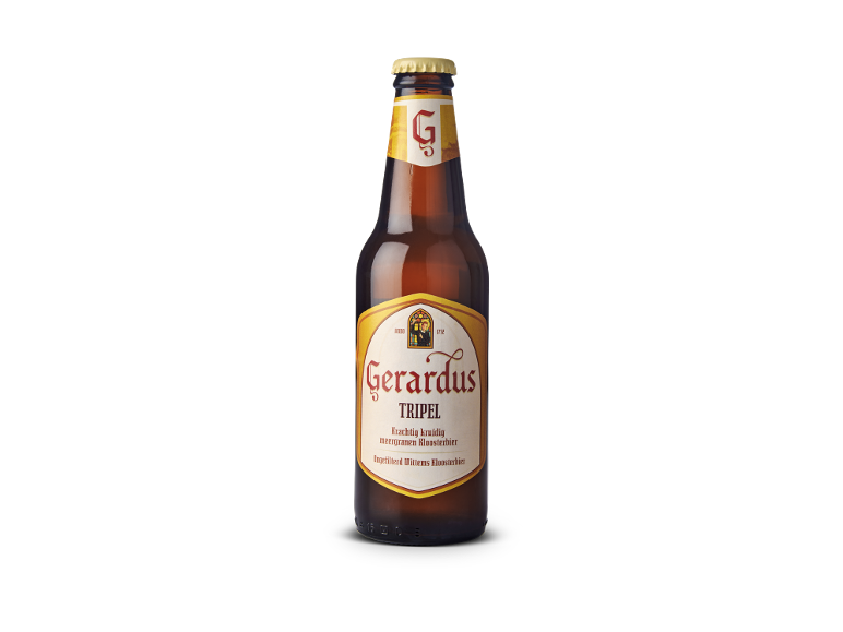 Een fles ongefilterd tripel kloosterbier.