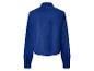 Dames blauwe geborduurde blouse met lange mouwen, achterkant