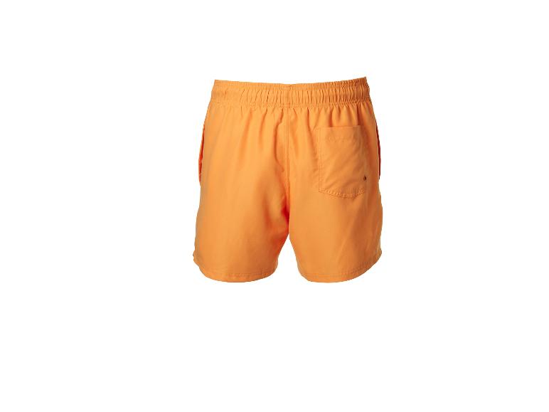 Oranje zwemshort met elastische tailleband en achterzak.
