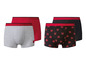 Drie boxershorts met rode details, één met hartjesprint.