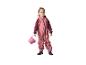 Meisje in roze regenoverall met emmer