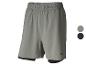 Heren 2-in-1 hardloopshorts in grijs met zwarte binnenbroek