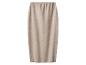 Lange beige gebreide rok met elastische tailleband