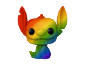 Verzamelbeeldje van een tekenfilmfiguur in regenboogkleuren.