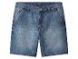 Blauwe denim jongensshort met elastische tailleband en zakken.