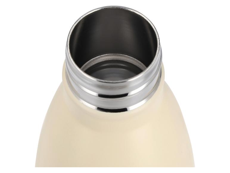 Opening van een beige metalen thermosfles.