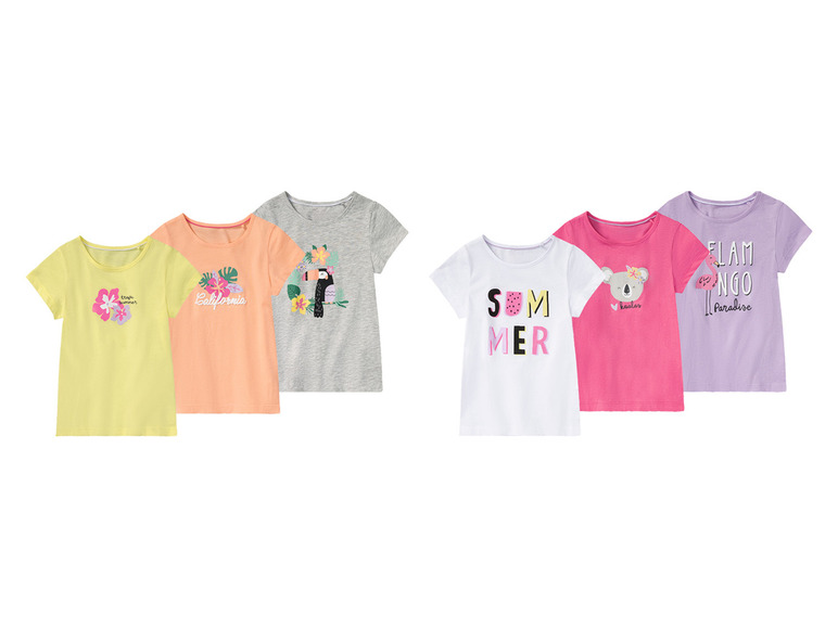 Ga naar volledige schermweergave: lupilu® 3 meisjes t-shirts - afbeelding 1