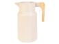 Beige thermoskan met bamboe handvat.