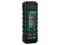 Digitale vochtmeter die 0,0% voor beton en 21,6°C weergeeft, met 'DRY' en 'WET' indicatoren.