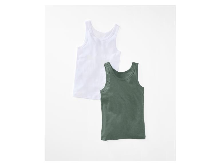 Twee tanktops, één wit en één groen