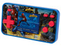 Een blauwe Lexibook Cyber Arcade Pocket met Spider-Man-thema