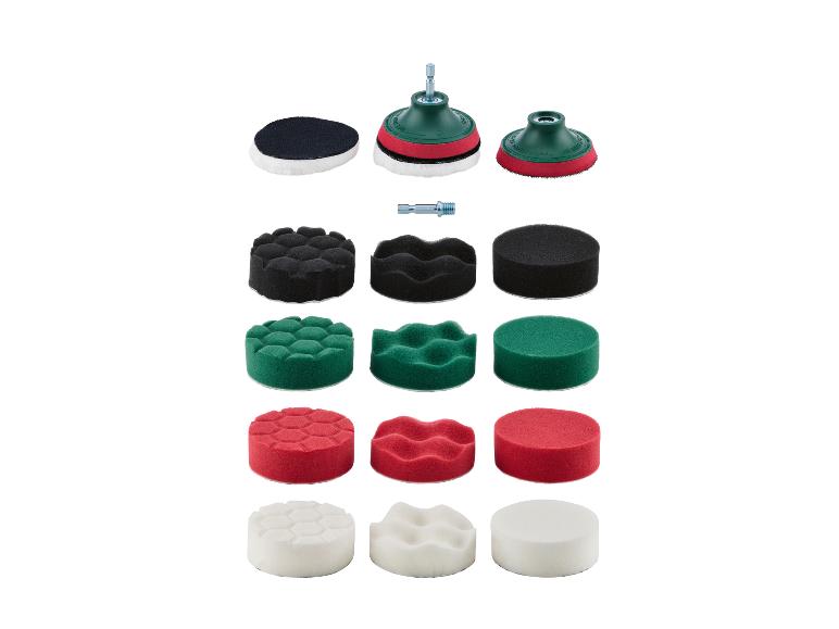 Set polijstpads voor auto's met verschillende structuren en kleuren.