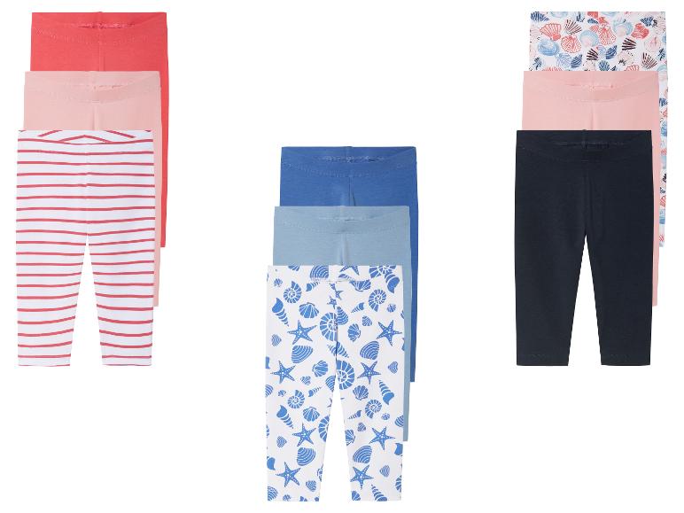 Kinder leggings: effen, gestreept en schelpjes print.