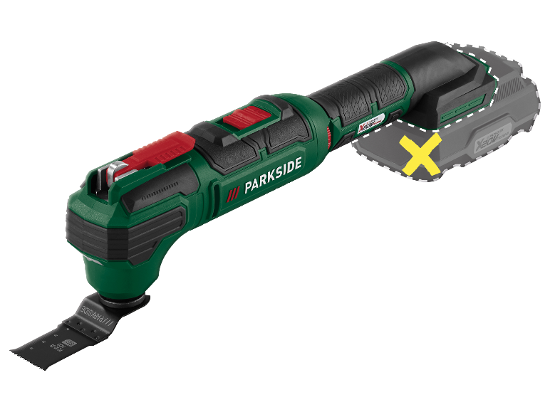 Parkside X20V Team draadloze multitool met accu.
