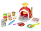 Play-Doh pizza-oventje met accessoires en klei in verschillende kleuren.