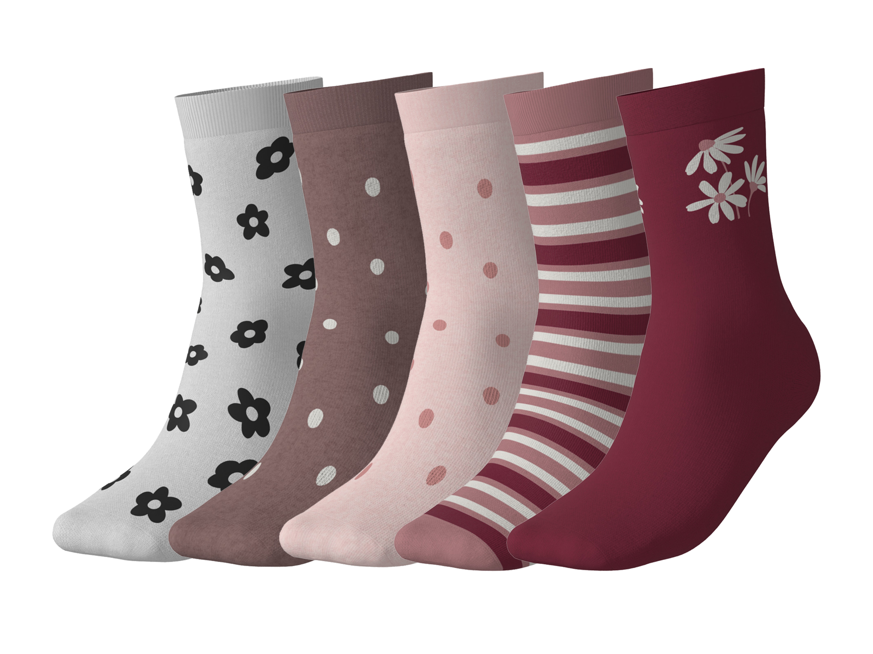 esmara 5 Paar kinder thermosokken (wit/rosé/rood, 35-38)