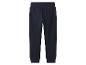 Donkerblauwe joggingbroek met elastische tailleband en geribde boorden.