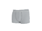 Grijze herenboxershort met witte elastische band.