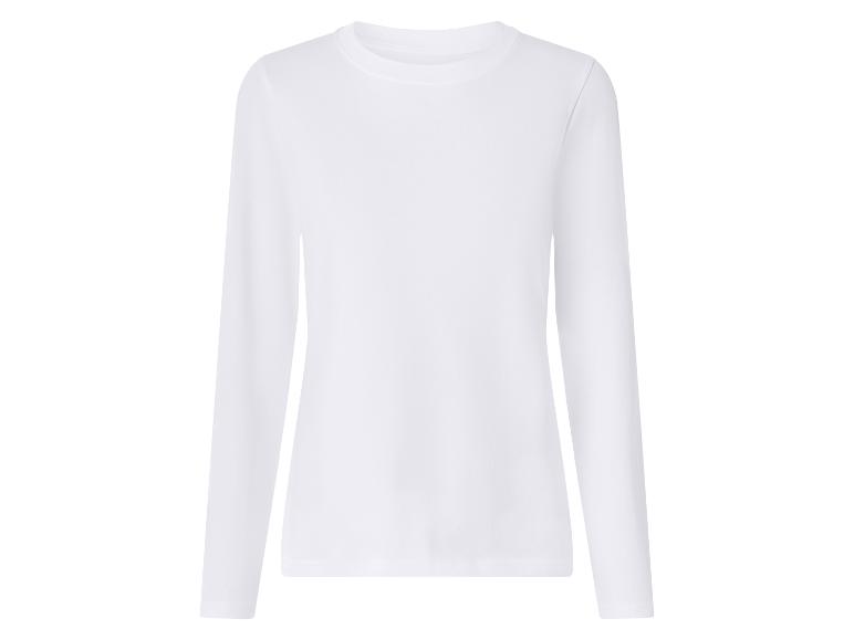 Wit T-shirt met lange mouwen en ronde hals.