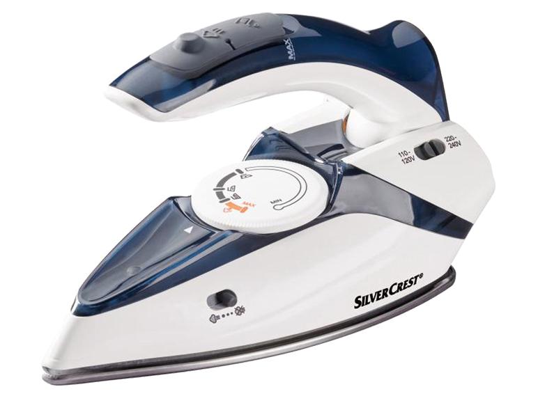 SilverCrest strijkijzer: compact model, blauw en wit.