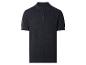 Donkerblauw gebreid poloshirt met korte mouwen voor heren.