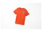 Oranje kinder t-shirt met autoprint en tekst "Summer Vibe".