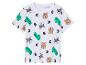 Baby T-shirt met dierenprint: beren, wasberen, krokodillen en alfabet.