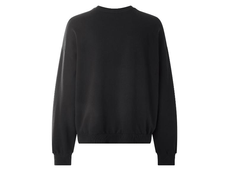 Zwart sweatshirt met lange mouwen en ronde hals, achteraanzicht.