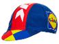 Lidl fietsmuts: rood, blauw, geel.