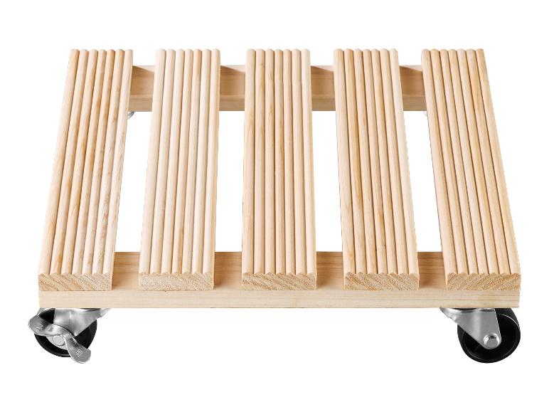 Houten plantenroller met wieltjes en remmen